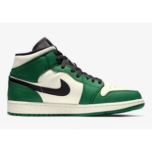 GUC Nike Mens Air Jordan 1 Mid Pine Green Sail Black. Size 12 US.